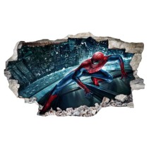 Vinilos 3d pared rota spiderman